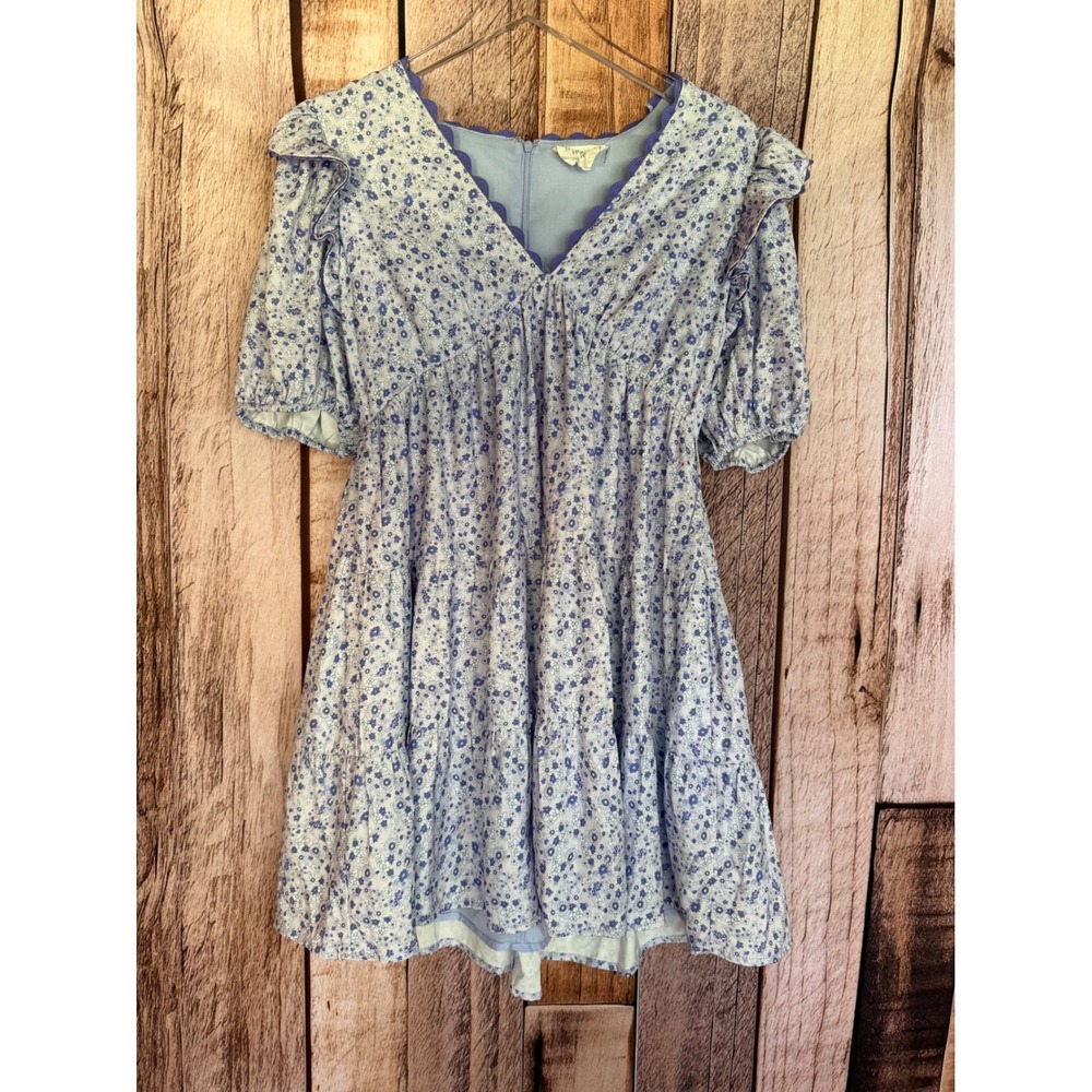 Tuckernuck Hyacinth House Leonie Mini‎ Dress Lilac Floral Ric Rac Spring Medium